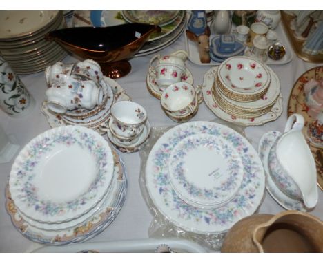 A Wedgwood 'Angela' part dinner service (approx 22 pieces); a Royal Albert 'Lorraine' part tea service (approx 20 pieces) and
