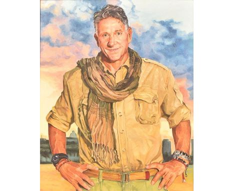 An oil on canvas portrait study of an Adventurer in contemporary frame. H=96, W=81.5cm