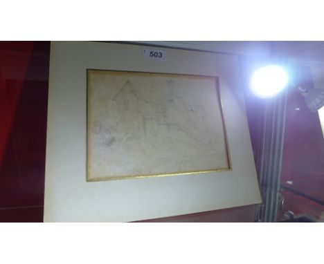 A fine British old master graphite and wash drawing of a farmstead cottage, circa 1800 - 1820, no signature evident. H-27cm W
