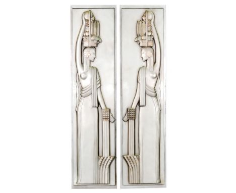 Unknown - A pair of architectural relief moulded wall panels, after the original designs for Chicago World's Fair 1933, each 