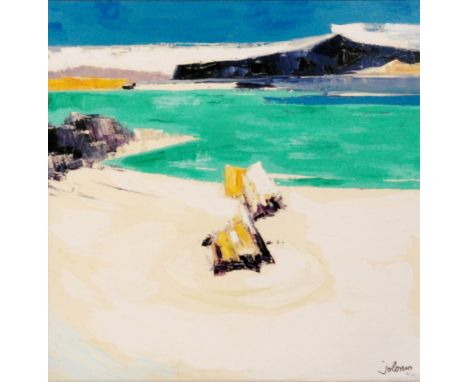 John Lowrie Morrison 'Jolomo' (B.1948)-  'Fishing Village', hand embellished giclee print, stamped signature, numbered 36/195