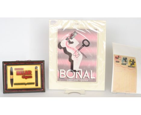 Unknown - A 1930s tin plate counter advertising sign for Flor de Belar Cigars, Perfection of Quality together with a 1930s Fr