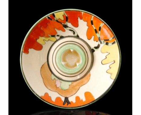 Clarice Cliff - Honolulu - A Conical candlestick circa 1933 hand painted with a stylised tree with Zebra stripe trunk between