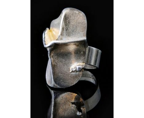 Björn Weckström - A 1970s Finnish silver modernist 'Man from Mercury' ring from the 1970s Space series, Weckström makers mark