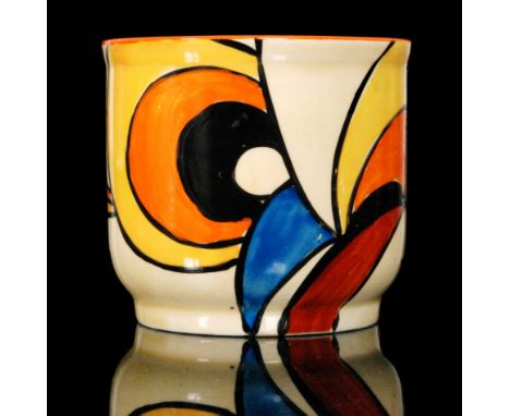 Clarice Cliff - Swirls - A Heath shape fern pot circa 1929 hand painted with a multicoloured abstract panel pattern with oran