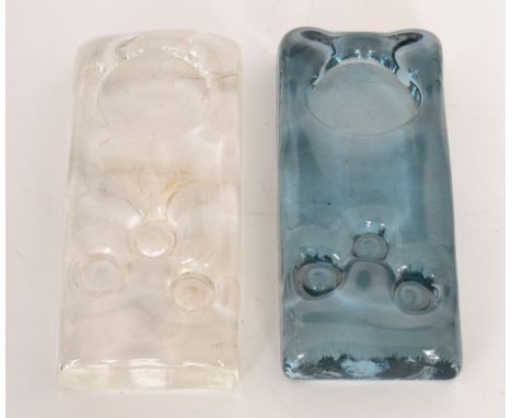Geoffrey Baxter - Whitefriars - Two glass Architectural Slabs, number one, comprising one clear and one in Indigo, each 17.5c