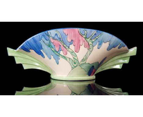 Clarice Cliff - Rudyard - A shape 450 Daffodil bowl circa 1933 hand painted with a stylised tree with zebra stripe trunk with