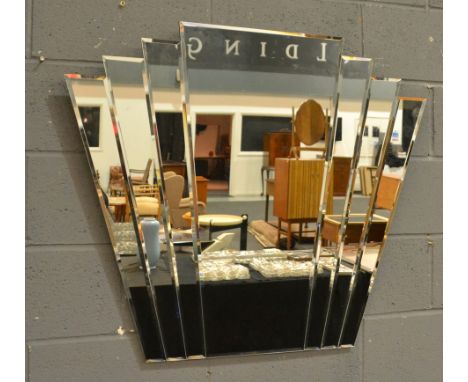 Unknown - A fan shaped bevelled wall mirror in the Art Deco style, height 86cm and width 100cm.