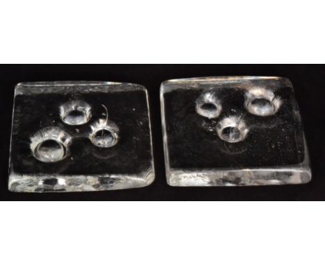 Geoffrey Baxter - Whitefriars - Eight clear glass Architectural Slabs, number four, each approximately 18cm sq