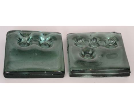 Geoffrey Baxter - Whitefriars - Two Architectural Slabs in Willow, each approximately 18cm sq