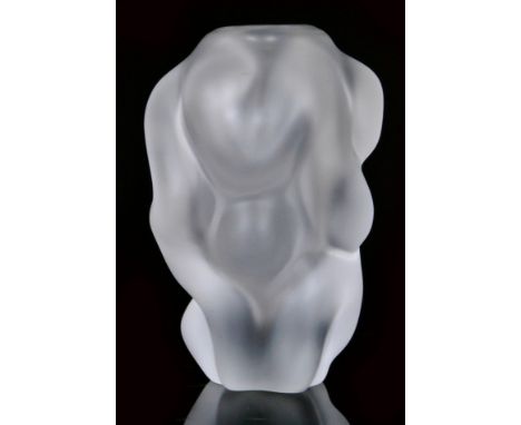 Per Sundberg - Orrefors - A large crystal glass vase of organic shouldered ovoid form with a deeply rippled and textured body