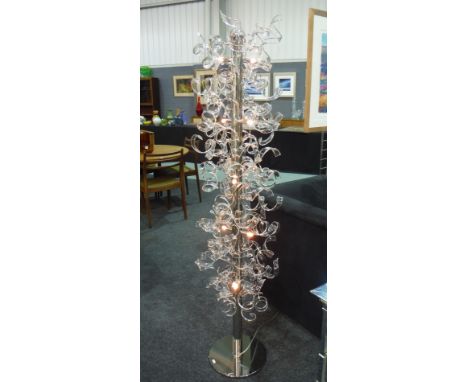 Metal Lux - An Italian 'Astro' floor lamp, with multiple glass stylised shades to the chromium plated column. 
