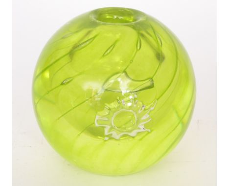 Lars Hellsten - Orrefors - A 2001 limited edition Fiji Expo Ariel vase of spherical form the stylised flower air bubble motif
