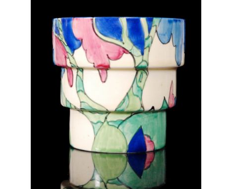 Clarice Cliff - Rudyard - A shape 421 circular stepped fern pot circa 1933 hand painted with a stylised tree landscape with Z