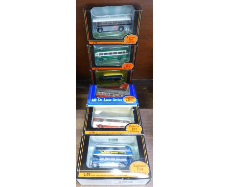 Six Exculsive First Edition model buses, boxed 