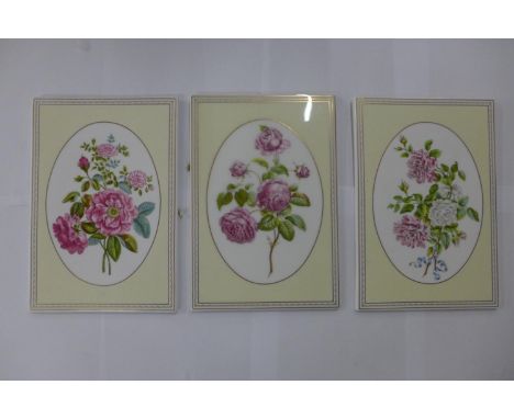 Three Royal Worcester The Worcester Rose Collection wall plaques, height 26cm 