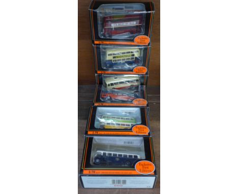 Six Exclusive First Edition model buses, boxed