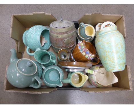 A collection of Arthur Wood and other jugs, Art Deco, etc., and a Denby stoneware tea service 