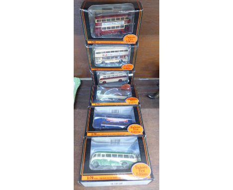 Six Exclusive First Edition model buses, boxed 