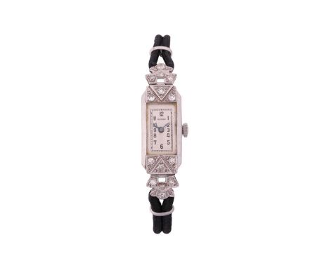 A Benson Platinum cocktail watch, featuring a hand-wound movement in a white metal case stamped Platinum and measuring 12mm w