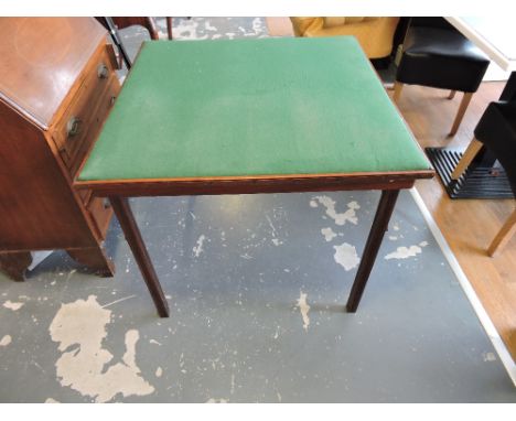 A mahogany and baize lined 'squeezer' table by Mudie's of London, Squeezer card table, circa 1890, the folding legs of square