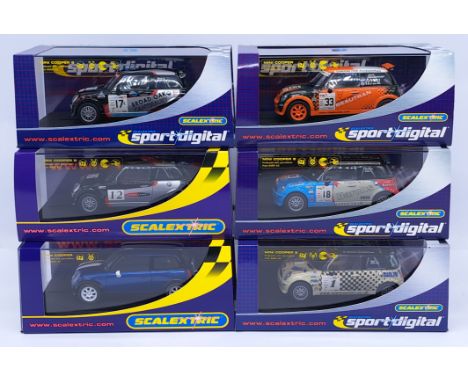 Scalextric Mini Cooper Group, 1:32nd Scale Cars to include (1) C2564D S x-nrgdrink No.1; (2) S Broad Oak No.17; (3) Beautran 