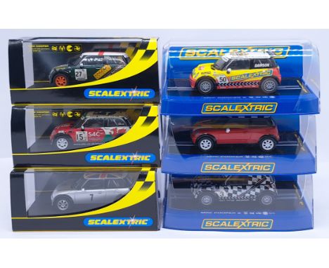 Scalextric Mini Cooper Group, 1:32nd Scale Cars to include (1) C2562 - John Cooper Challenge No.27; (2) C2773 NZ - G. Dawson;