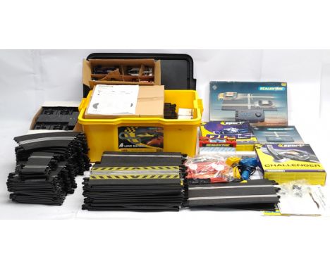 Scalextric Slot Car accessories group to include (1) C1072 4-Lane Racing Set includes 4 x slot cars, 4 x hand-held controller