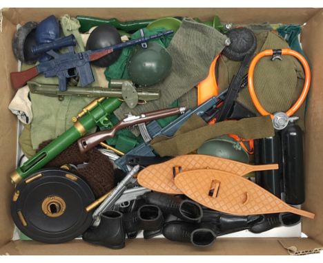 Palitoy Action Man vintage loose clothing/accessories to include guns, various part outfits, helmets/hats plus others - gener