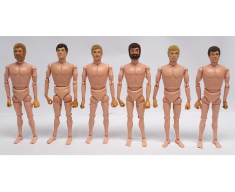 Palitoy Action Man vintage loose/undressed flock hair, gripping hands figures (all of the hands have discoloured and some hav