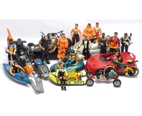 Hasbro modern Action Man, a large quantity of loose action figures, vehicles and accessories, including 2 x Sports Cars, Hydr