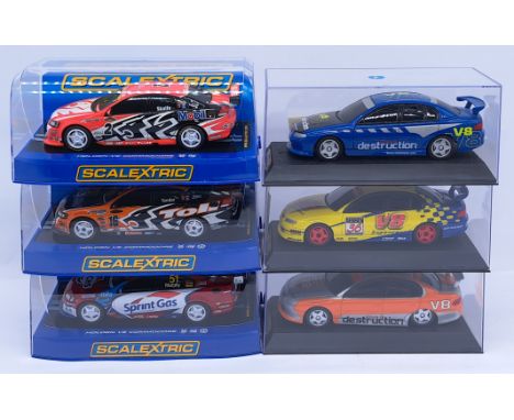 Scalextric Holden Commodore Group, 1:32nd Scale Cars to include (1) C2776W V8; (2) C2832 VE - 2007 No.2 - Mark Scaife; (3) C2