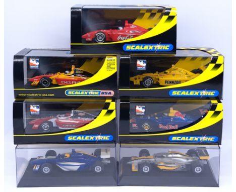 Scalextric Dallara Indy Car Racing Group, 1:32nd Scale Cars to include (1) C2394 "Red Bull" No.52; (2) C2498 "Delphi" No.8; (