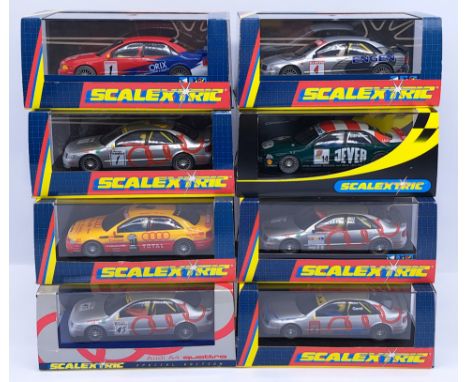 Scalextric Audi A4 Racing Group, 1:32nd Scale Cars to include (1) C2002 Auto Trader; (2) C2086 Orix; (3) 2087 Talkline; (4) C