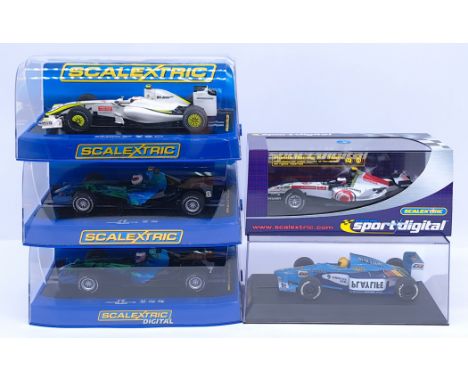Scalextric F1 Racing Group, 1:32nd Scale Cars to include (1) C2277 WA Benetton B193 1999 Playlife No.9; (2) C2715D Honda No.1
