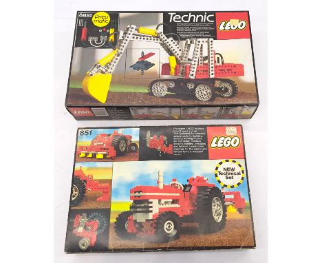 Lego, vintage Technic pair including: #851 Tractor &amp; #8851 Excavator, unchecked for completeness or correctness, within F