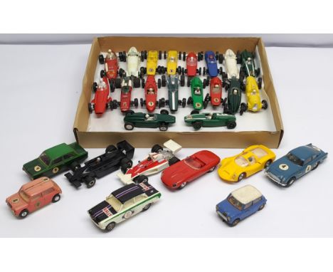 Airfix Motor Racing (and similar), loose/unboxed 1:32nd Scale Cars to include Mercedes, Lotus, Mini Cooper, Jaguar, plus othe