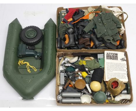 Palitoy Action Man vintage loose clothing/accessories to include guns, various part outfits, helmets/hats plus others - see p