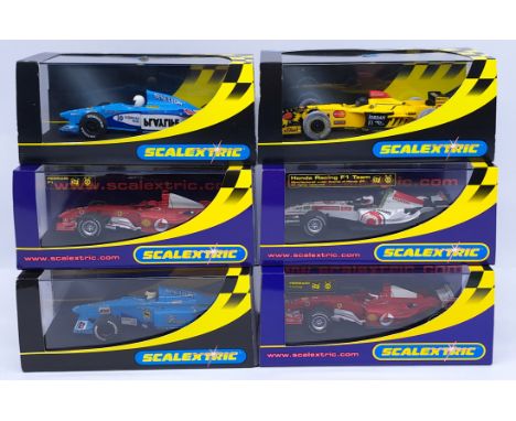 Scalextric F1 Group, 1:32nd Scale Cars to include (1) C2266 Benetton Renault B193 No.11; (2) C2677 Ferrari F2004 No.2; (3) C2