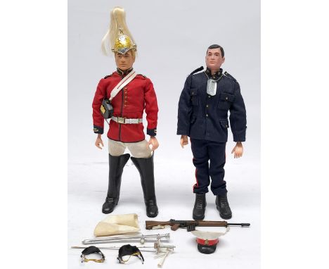 Palitoy Action Man vintage pair of loose/unboxed figures to include (1) flock hair plastic hands, wearing Life Guards uniform