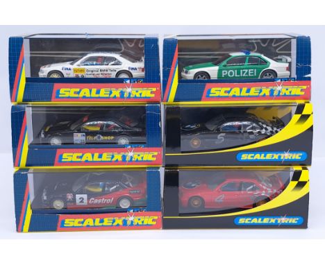 Scalextric BMW Group, 1:32nd Scale Cars to include (1) C2091 - Teleshop; (2) C2121 - Police Car 320i (a little discolour to t