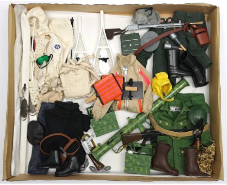Palitoy Action Man vintage loose/unboxed group to include part uniforms for Ski Patrol/Mountain Troops; American Green Beret;