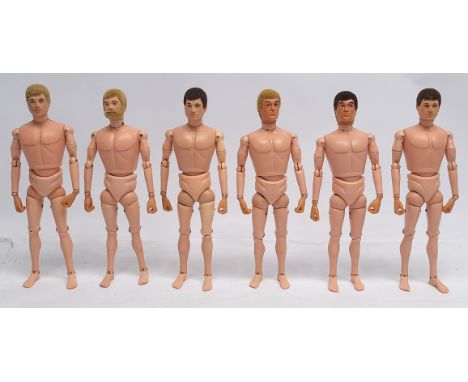 Palitoy Action Man vintage loose/undressed flock hair, gripping hands figures, a group which appear to be generally Fair to G
