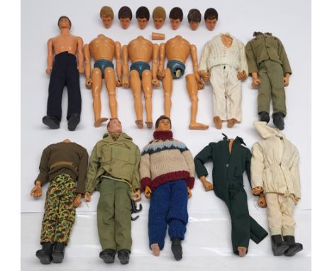 Palitoy Action Man vintage, a group of loose/undressed Figures - most have detached heads and/or limbs and some are wearing p