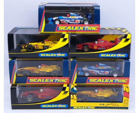Scalextric F1 Group, 1:32nd Scale Cars to include (1) C2079 Jordan No.11; (2) C2080 Jordan No.12; (3) C2106 Benetton Renault 
