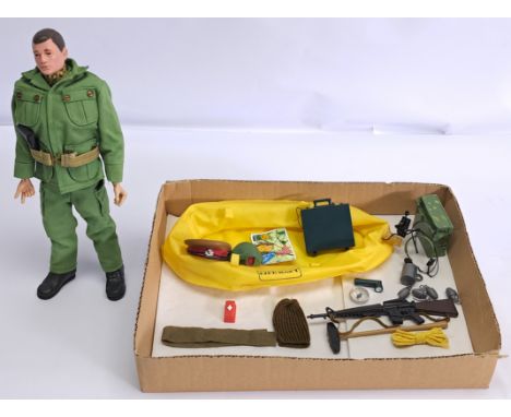 Palitoy Action Man vintage loose painted head, plastic hands figure, wearing Modern 'Anniversary' Issue American Green Beret 