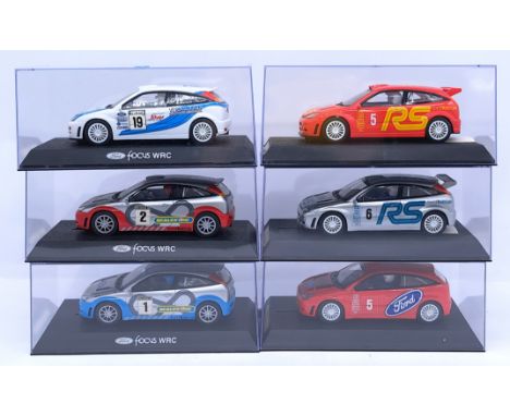 Scalextric Ford Focus Group, 1:32nd Scale Cars to include (1) C2295 No.5; (2) C2380 WA RS No.6; (3) C2381 WA RS No.5; (4) C24