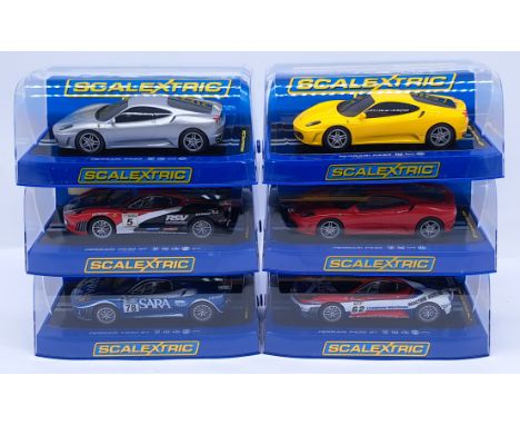 Scalextric Ferrari F430 Group, 1:32nd Scale Cars to include (1) C2835 GT No.78 Scuderia Play Team; (2) C2938 GT No.5 RSV Moto