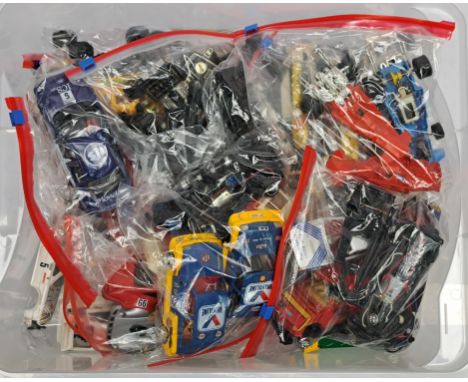 Scalextric and similar, a loose/unboxed group of Slot Car parts, (sorted into model groups and bagged by the Vendor), not tes