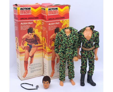 Palitoy Action Man vintage 2 x gripping hands, dynamic body figures (both are missing their head - 1 head is included, but de